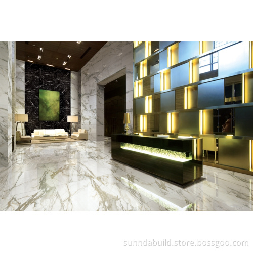 American Carrara white full wear resistant bathroom floor tile 24x24,marble look kitchen polished porcelain floor tile